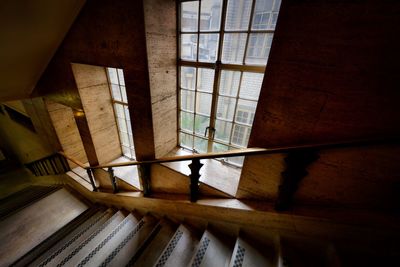 Low angle view of staircase in abandoned building