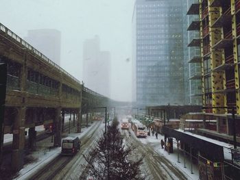 Panoramic view of city during winter