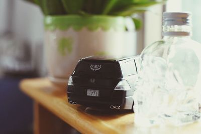 Close-up of objects on table