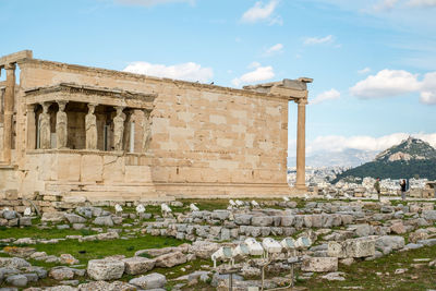 Old ruins of temple against sky