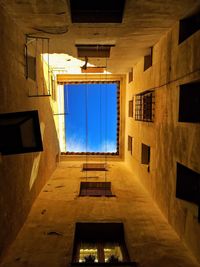 Low angle view of building against blue sky