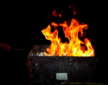 Close-up of fire at night