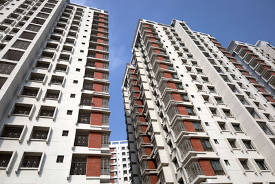 Low angle view of modern building against clear sky