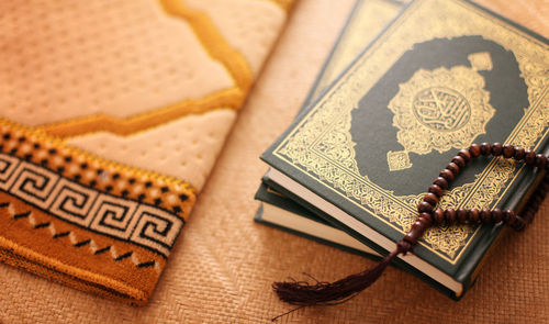 Close-up of book on table