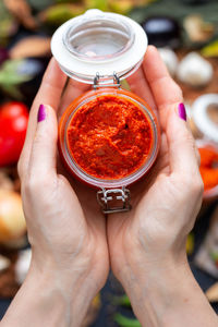 Close-up of woman holding ice cream