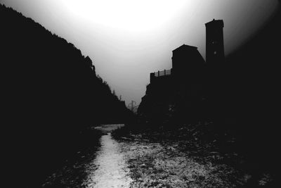 View of built structures in water