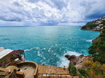 High angle view of sea against sky