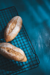 High angle view of bread on table