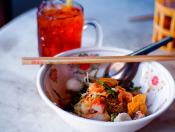 Close-up of food served in plate