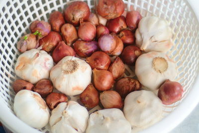 High angle view of fruits in basket