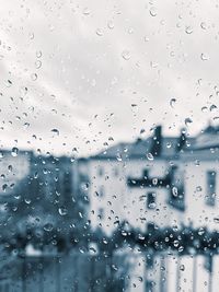 Full frame shot of wet glass window during rainy season