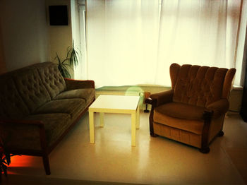 Empty chairs and table