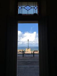 Buildings seen through window