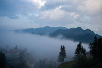 Scenic view of mountains against sky