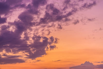 Low angle view of clouds in sky during sunset