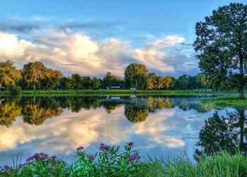 Scenic view of lake against sky