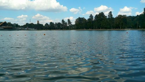 Scenic view of lake against sky