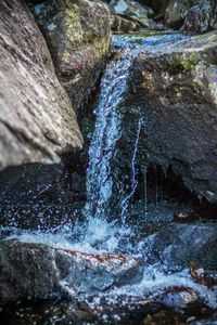 Water flowing through rocks
