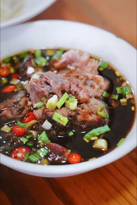 Close-up of food in bowl on table