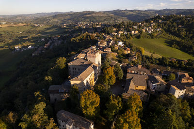 Lovely aerial view of castle of guiglia, in modena, italy