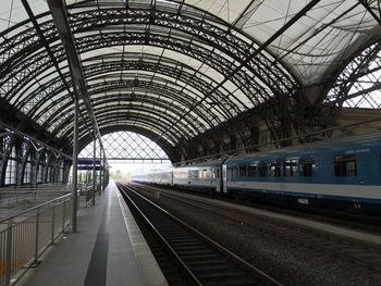 Train on railroad station platform