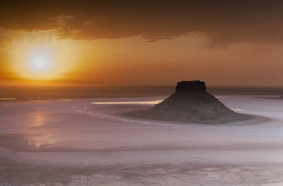 Scenic view of sea against sky during sunset