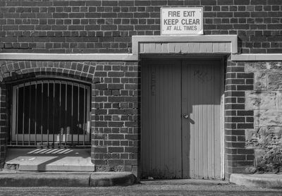 Closed door of building