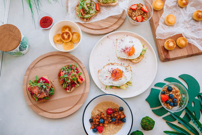 High angle view of food on table