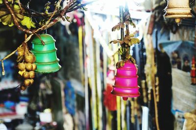 Close-up of decoration hanging in temple