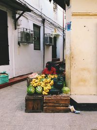 Narrow street along houses