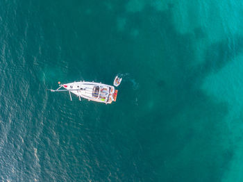 High angle view of boat in sea