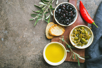 High angle view of food on table