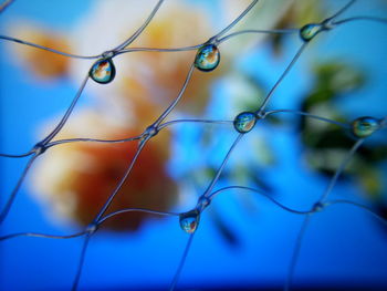 Close-up of water against blue sky