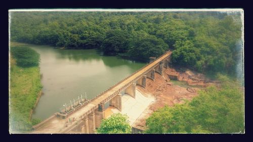 High angle view of lake against sky