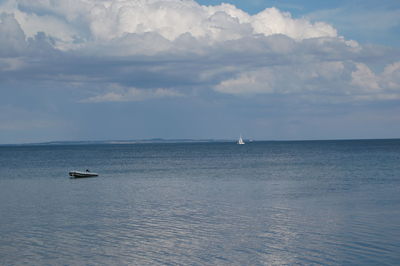 Boat moored in sea