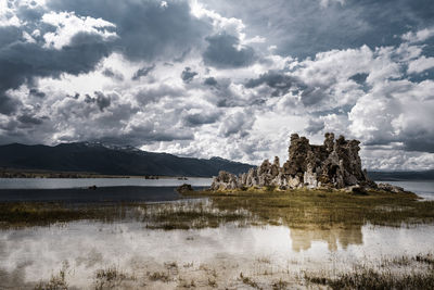 Scenic view of lake against sky