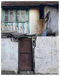 Closed door of old building