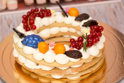 Close-up of dessert on table