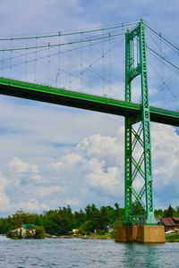 Low angle view of bridge over river against sky