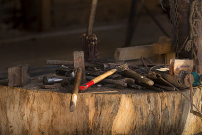 Close-up of work on table