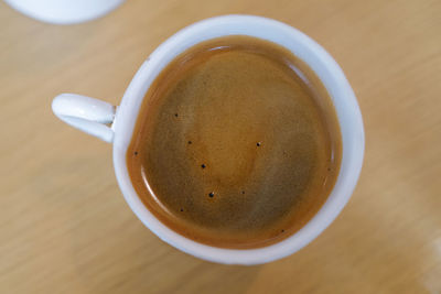 High angle view of coffee on table