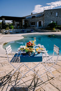 High angle view of food on table