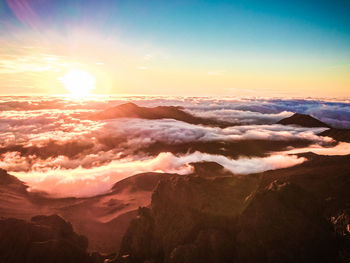 Scenic view of dramatic sky during sunset