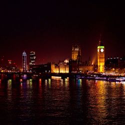 City lit up at night