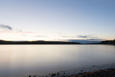 Scenic view of calm lake against sky