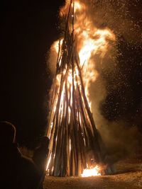 Firework display at night