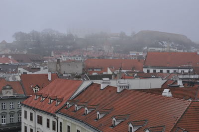 High angle view of townscape against sky
