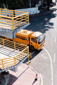 High angle view of car on road