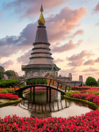 Low angle view of temple against sky