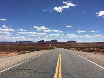 Empty road on landscape in monument valley